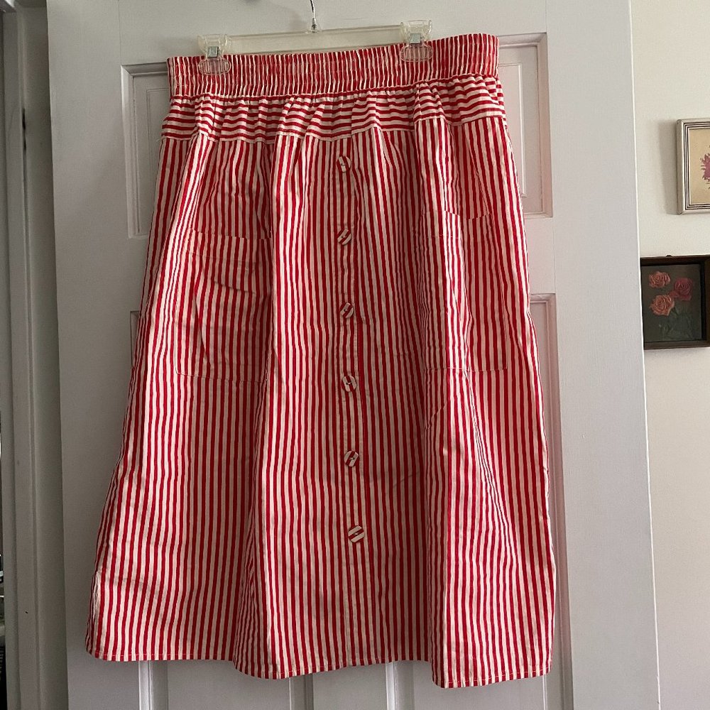 ASOS Red Stripe Midi Skirt 14